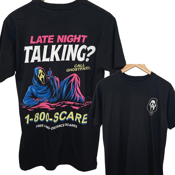 NWOT Ghost Face Late Night Talking Phone Line T-Shirt Men’s Unisex Medium - Picture 1 of 8